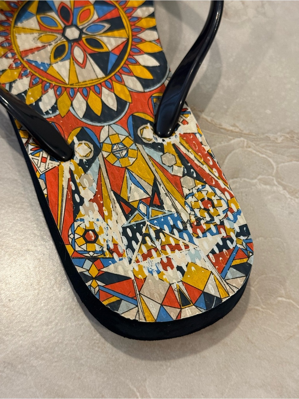 Tory Burch Psychedelic Geo Enamel Logo PVC/EVA Sole Flip Flop Sandal Size 8 - Picture 7 of 10